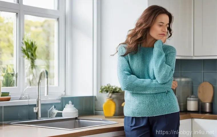 난소암 초기 증상과 검진 병원 추천 - **Image Prompt: Persistent Bloating and Feeling Full Quickly**
    "A woman in her late 30s to early...